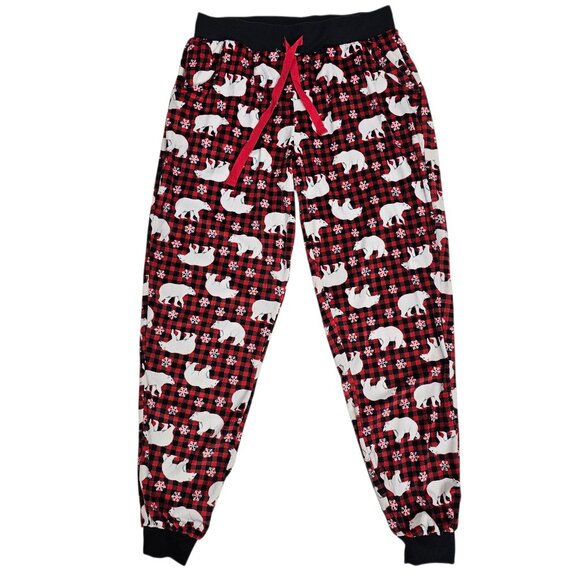 Buffalo Plaid Winter Holiday Polar Bear Print Women's Pajama Pants Size M NWOT - Picture 1 of 12